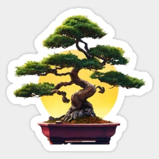 Zen Bonsai Tree Sunset Sticker